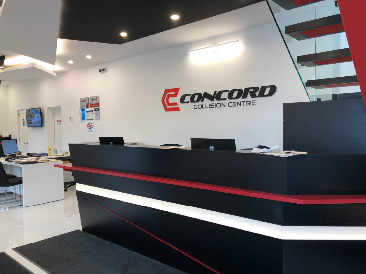 Front office of an auto body shop in Vaughan, Concord Collison Centre