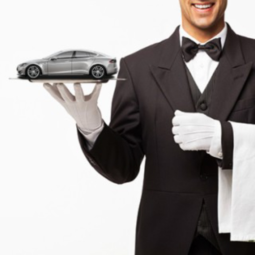 Vehicle rental services in Vaughan from Concord Collision and butler offering service on a platter